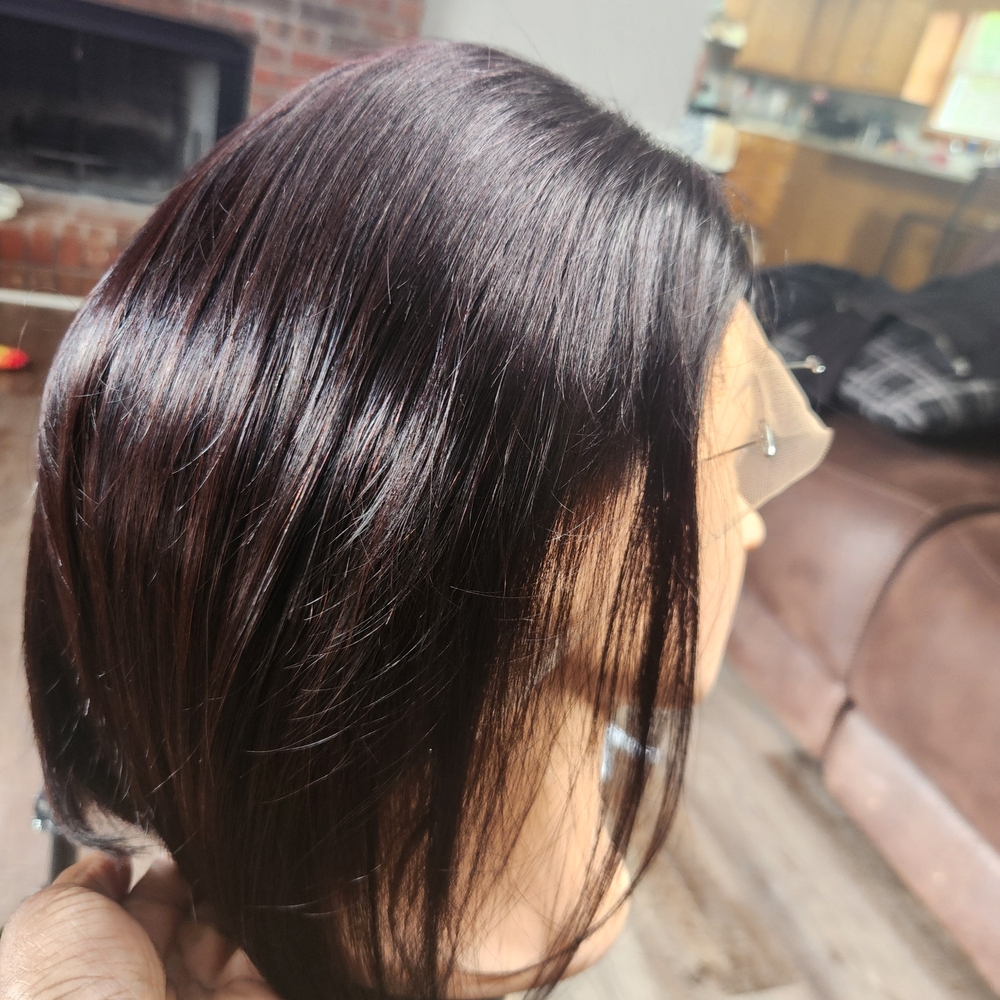 8 Inch Invisiknots 100% Human Hair Natural Black Lace Front Wig - Picture 3 of 5